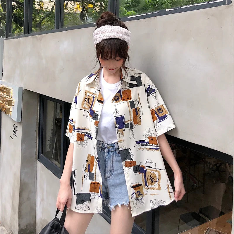Retro Fashion Casual Loose Short Sleeve Shirts