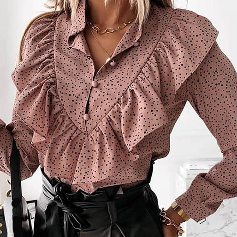 Delightful Ruffled Long Sleeve Blouses