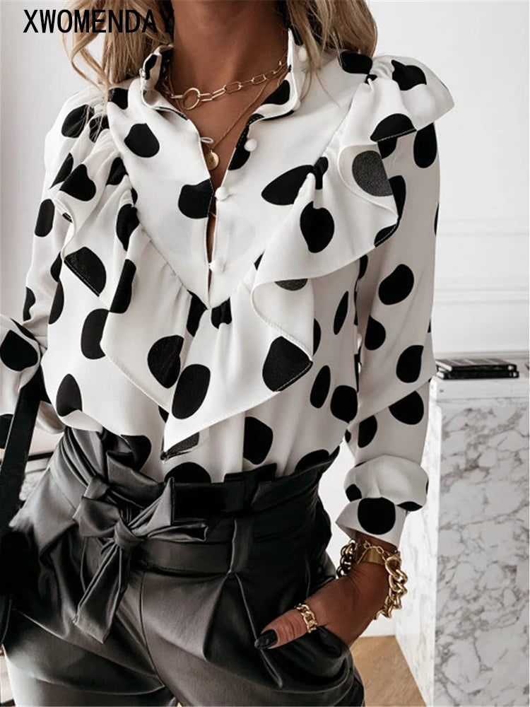 Delightful Ruffled Long Sleeve Blouses
