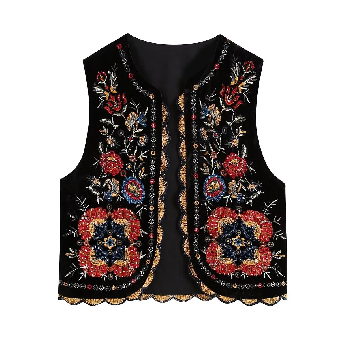 Vintage Flower Embroidery Vest