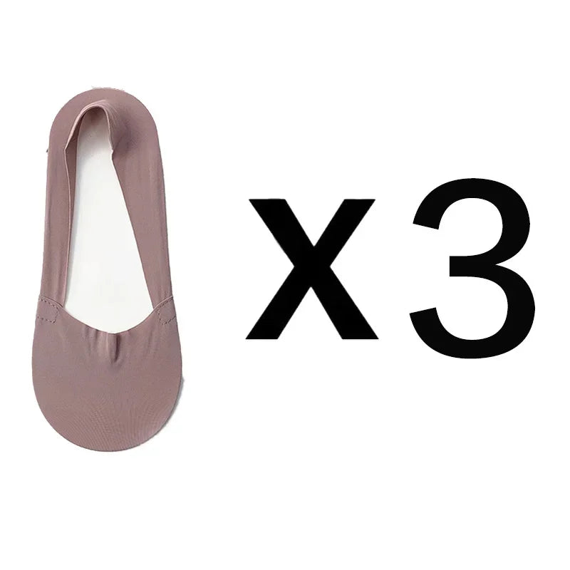 3 Pairs Thin Cotton Bottom Invisible Short Socks