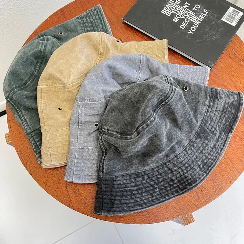 Washed Denim Bucket Hats