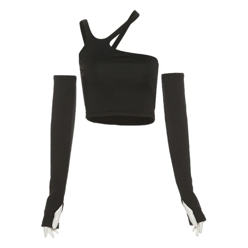 Autumn Fashion Casual Removable Sleeves Halter T-Shirt