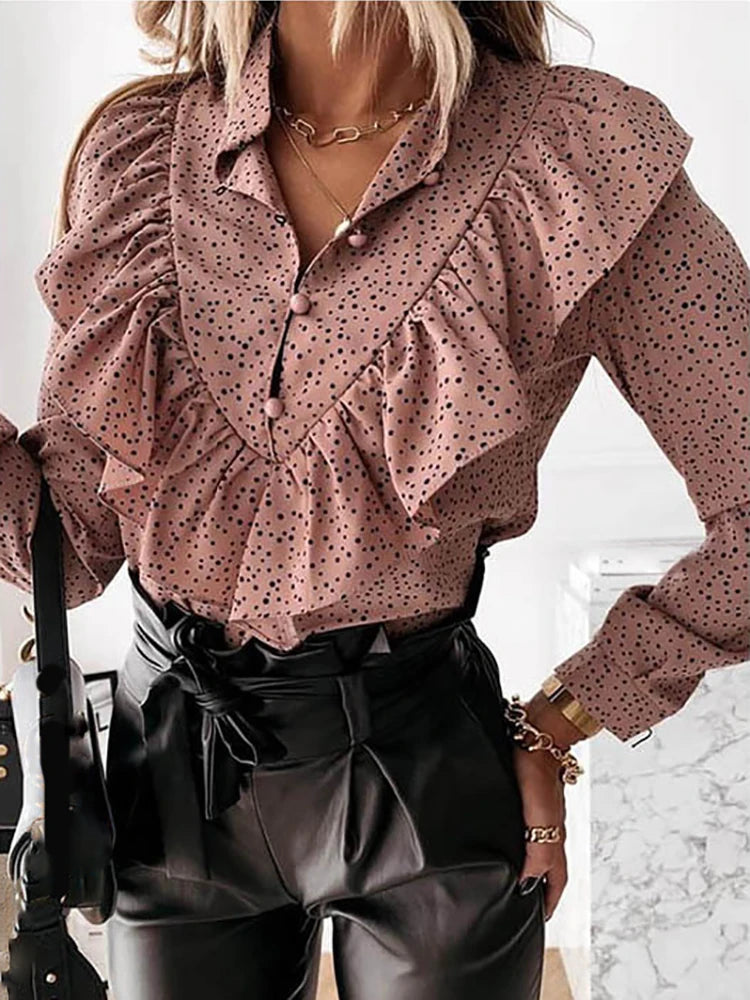 Delightful Ruffled Long Sleeve Blouses