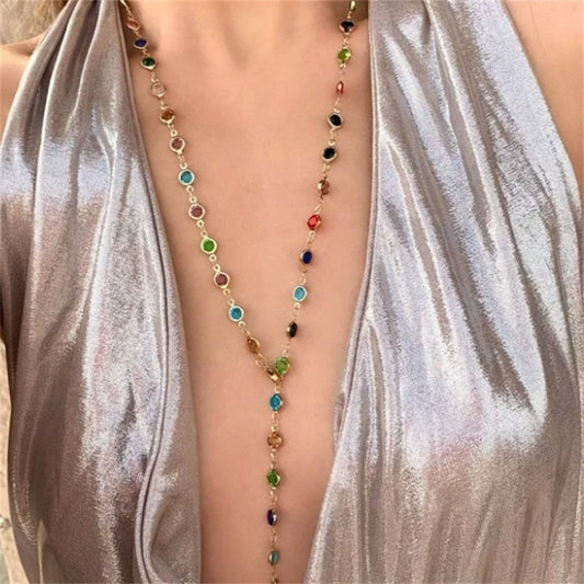 Bohemian Colorful Glass Long Necklace