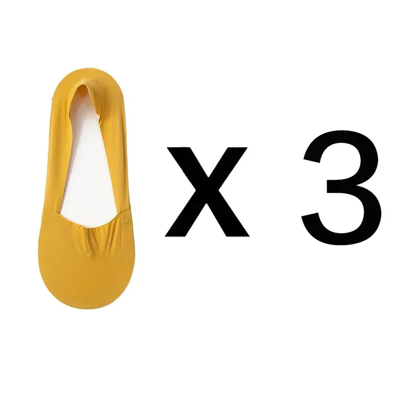 3 Pairs Thin Cotton Bottom Invisible Short Socks