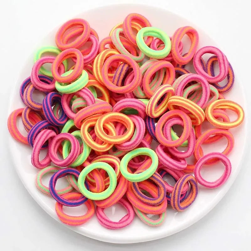 100/200PCS Colorful Nylon Elastic Hair Bands
