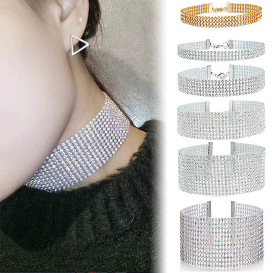 Shiny Rhinestone Choker Necklace