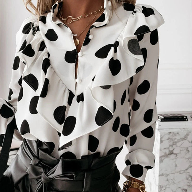 Delightful Ruffled Long Sleeve Blouses