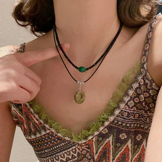 Chinese Style Vintage Peace Buckle Pendant Necklaces