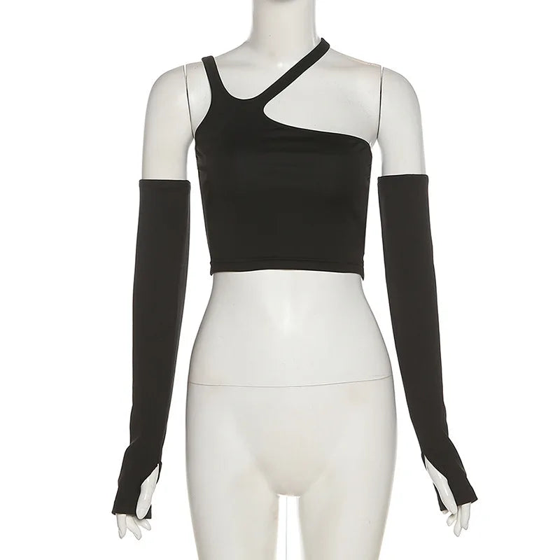 Autumn Fashion Casual Removable Sleeves Halter T-Shirt