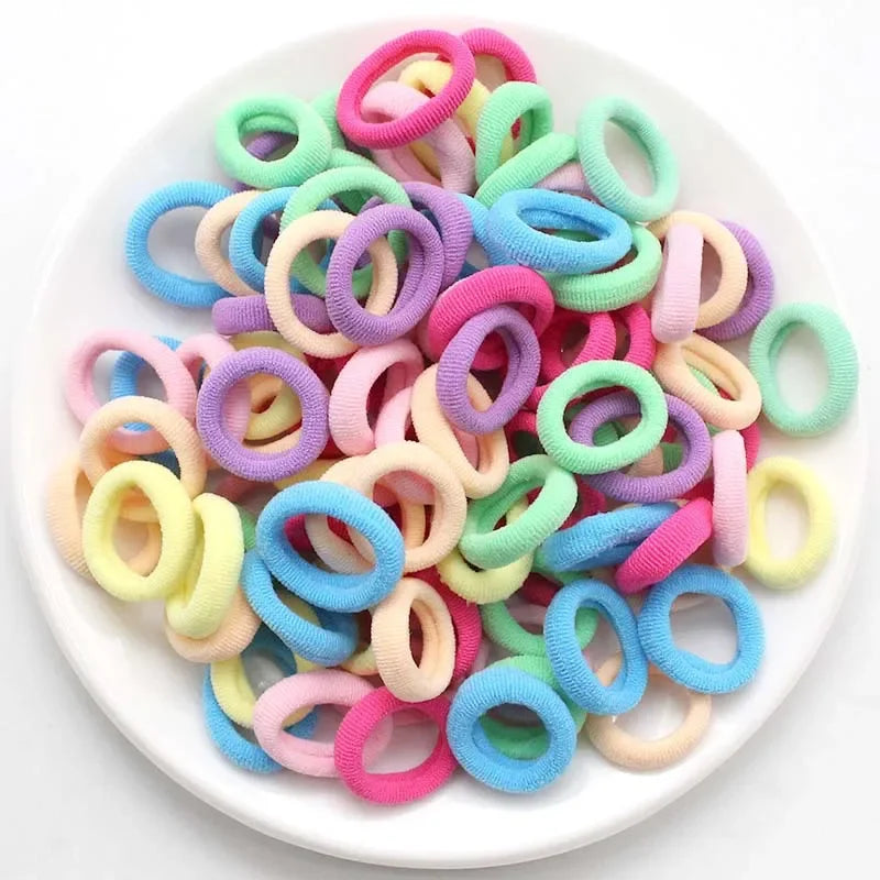 100/200PCS Colorful Nylon Elastic Hair Bands