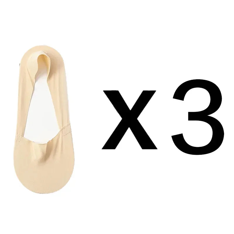 3 Pairs Thin Cotton Bottom Invisible Short Socks