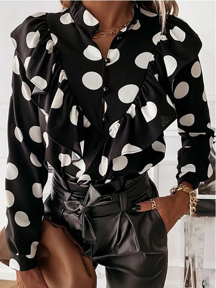 Delightful Ruffled Long Sleeve Blouses