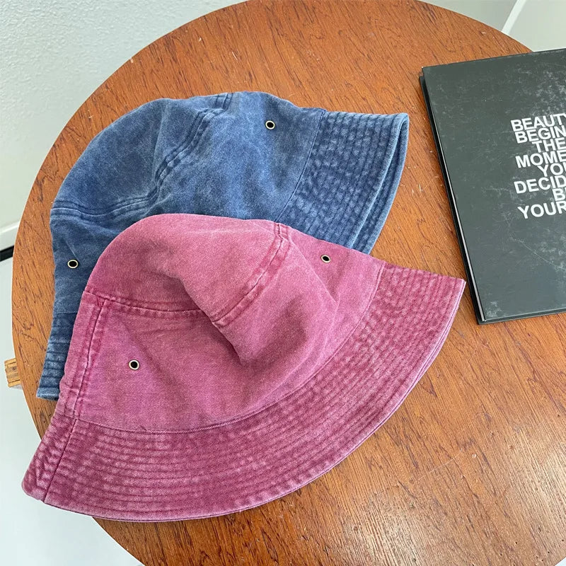 Washed Denim Bucket Hats