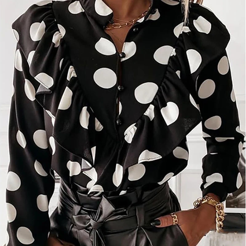 Delightful Ruffled Long Sleeve Blouses