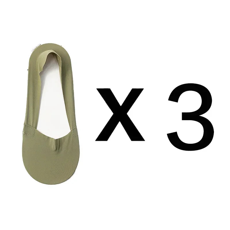 3 Pairs Thin Cotton Bottom Invisible Short Socks