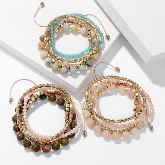4PCS Natural Braided Stone Bracelet